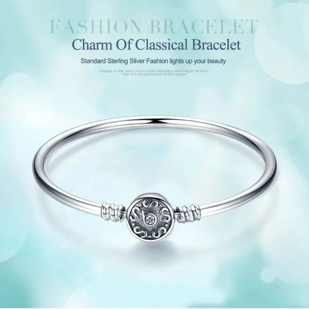 925 Sterling Silver Snake Chain Bangle & Bracelet Pave Setting CZ for Women Pendant Charm Bead DIY Luxury jewellery