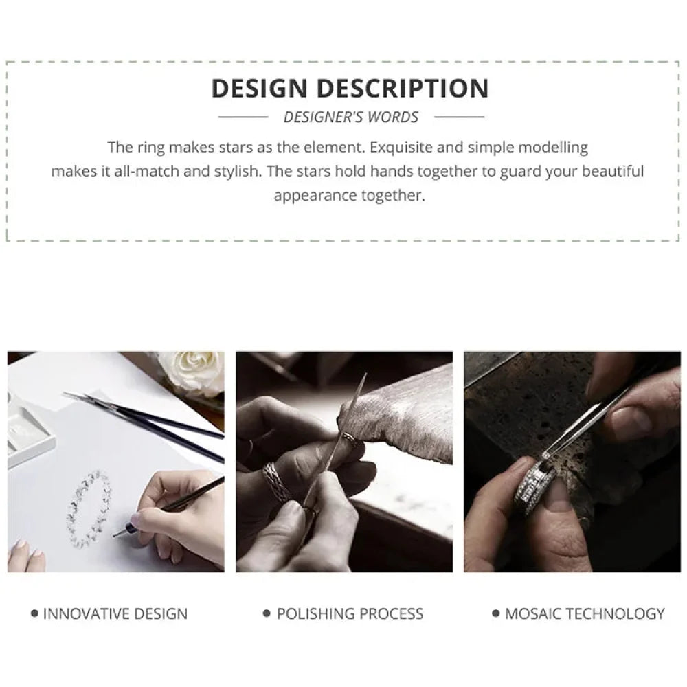 925 Sterling Silver Star Ring - Elegant Wedding jewellery for Women - Rings