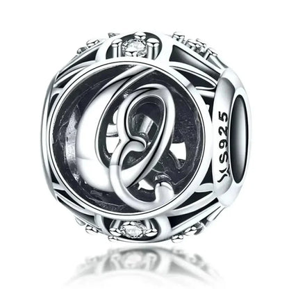925 Sterling Silver Alphabet Charms - A to Z Letter Collection for DIY jewellery Making - Alphabet-Q