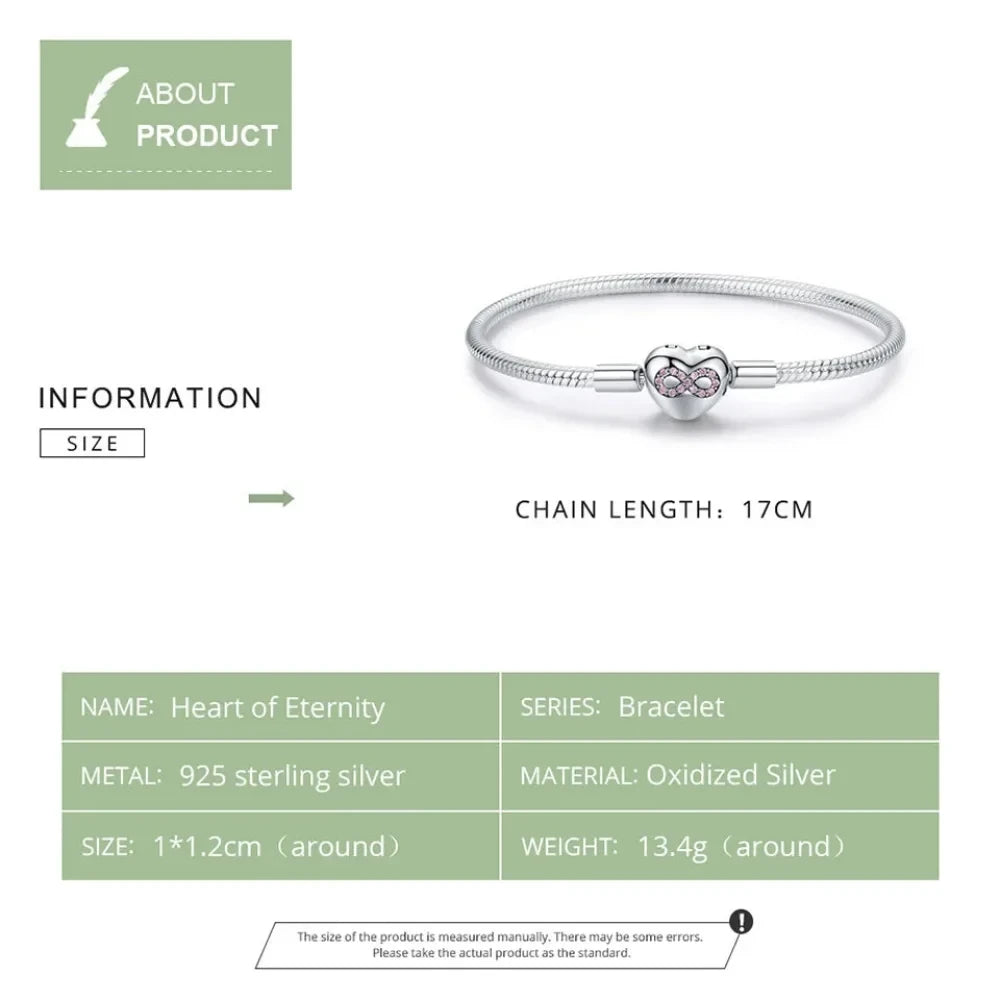 Entwined with Love: Sterling Silver Infinity Heart Bracelet - Bracelets