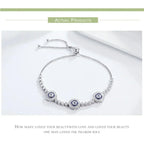 Genuine 925 Sterling Silver Luxury Evil Eye Tennis Bracelet Blue Cubic Zircon Crystal Accent Jewelry Scb002 Bracelets