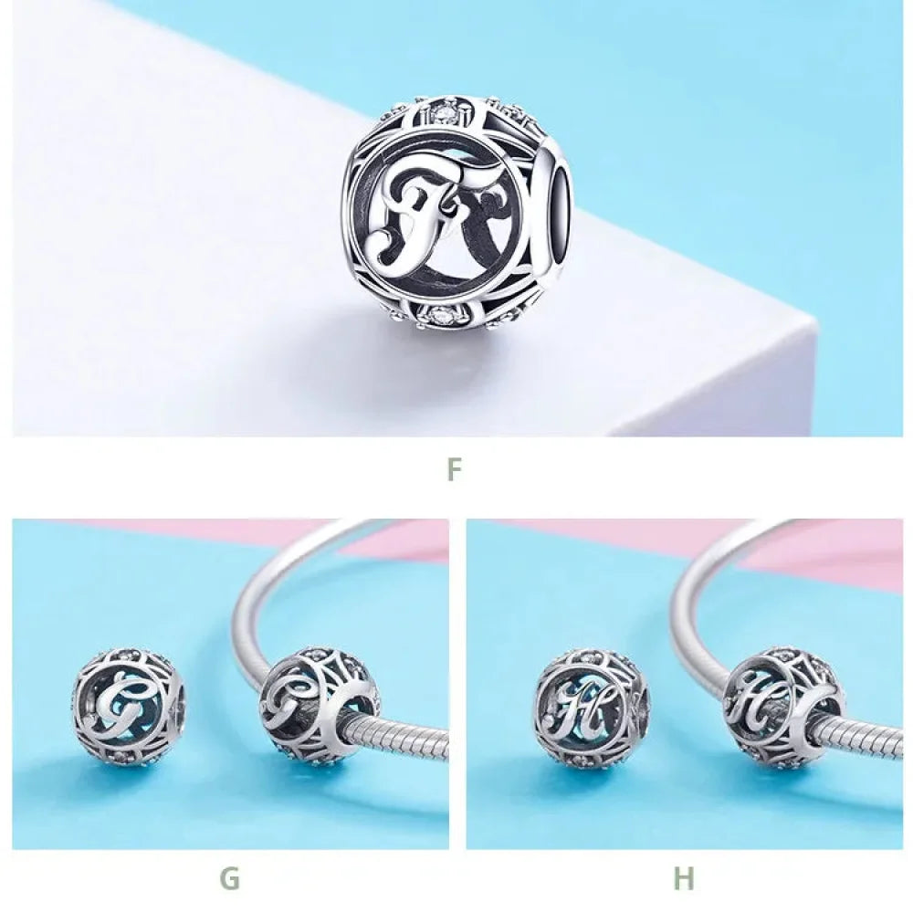 925 Sterling Silver Alphabet Charms - A to Z Letter Collection for DIY jewellery Making