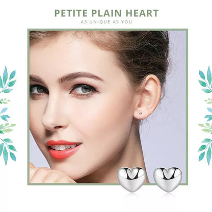 925 Sterling Silver Petite Plain Hearts Stud Earrings | Minimalist Fine jewellery
