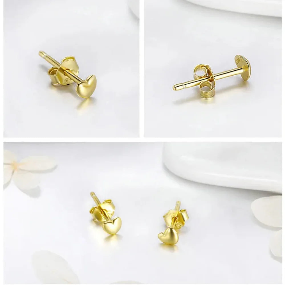 925 Sterling Silver Petite Plain Hearts Stud Earrings | Minimalist Fine jewellery