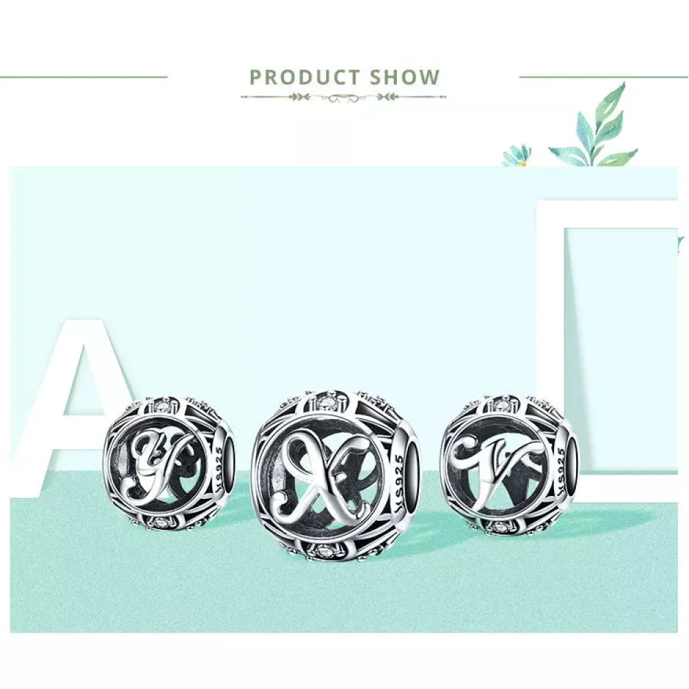 925 Sterling Silver Alphabet Charms - A to Z Letter Collection for DIY jewellery Making