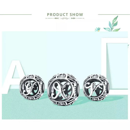 925 Sterling Silver Alphabet Charms - A to Z Letter Collection for DIY jewellery Making