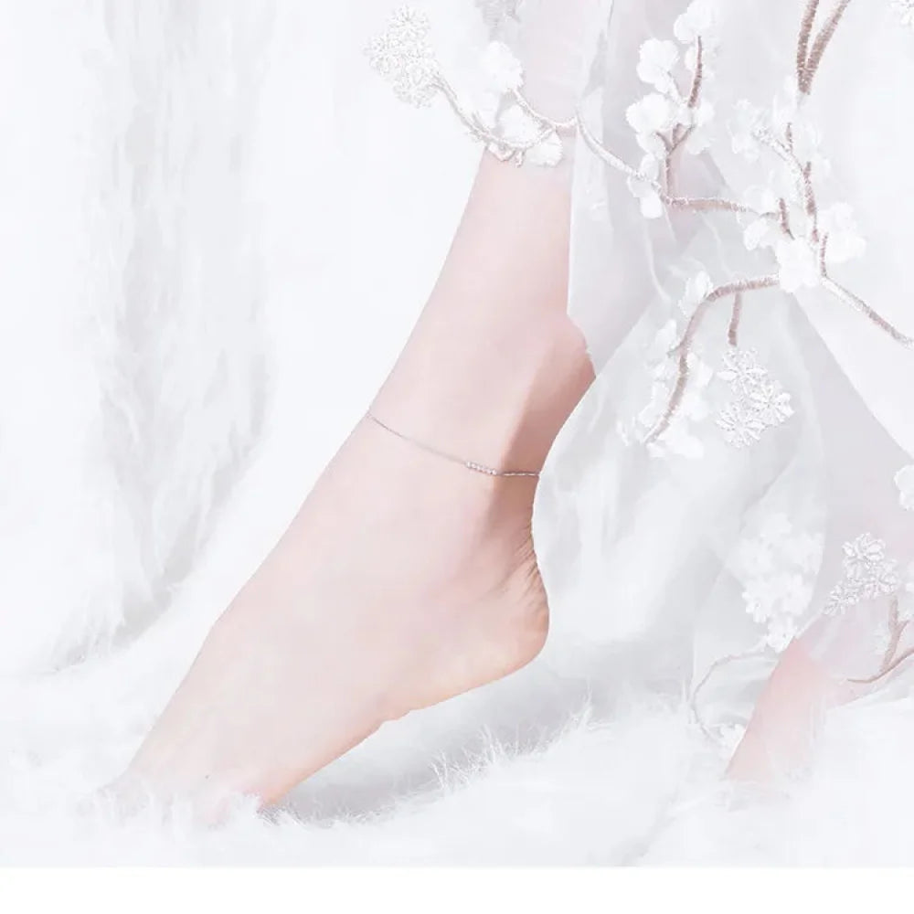 925 Sterling Silver Beaded Anklets - Timeless Elegance for Your Ankle