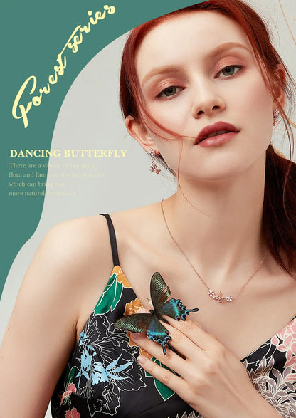 Delicate Beauty: Korean Style 925 Sterling Silver Butterfly and Flower Choker Necklace - Necklaces
