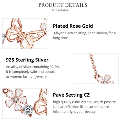 Delicate Beauty: Korean Style 925 Sterling Silver Butterfly and Flower Choker Necklace - Necklaces