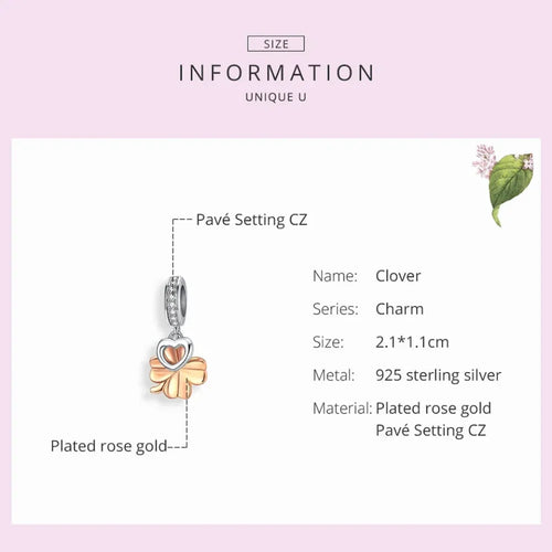 925 Sterling Silver Gardon Lucky Clover Charm Scc1238 Charms