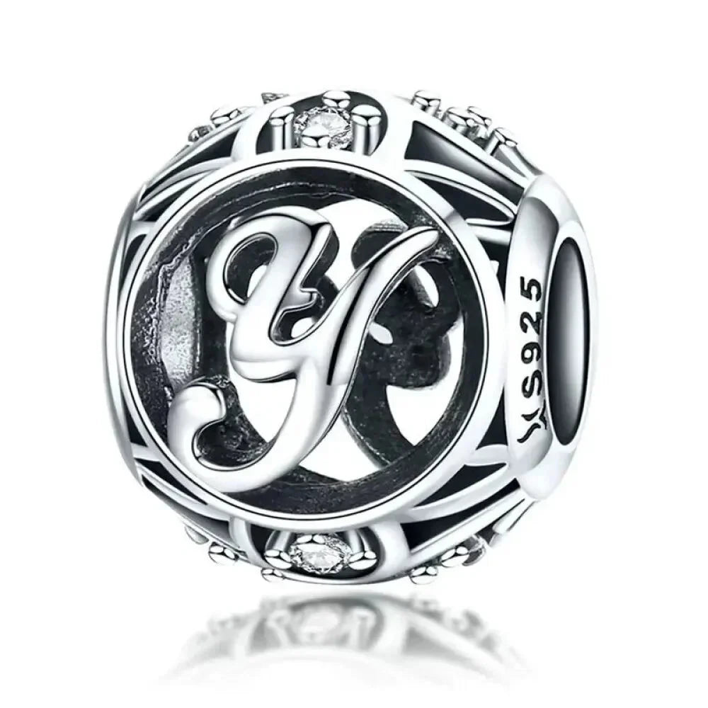 925 Sterling Silver Alphabet Charms - A to Z Letter Collection for DIY jewellery Making - Alphabet-Y