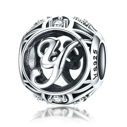 925 Sterling Silver Alphabet Charms - A to Z Letter Collection for DIY jewellery Making - Alphabet-Y