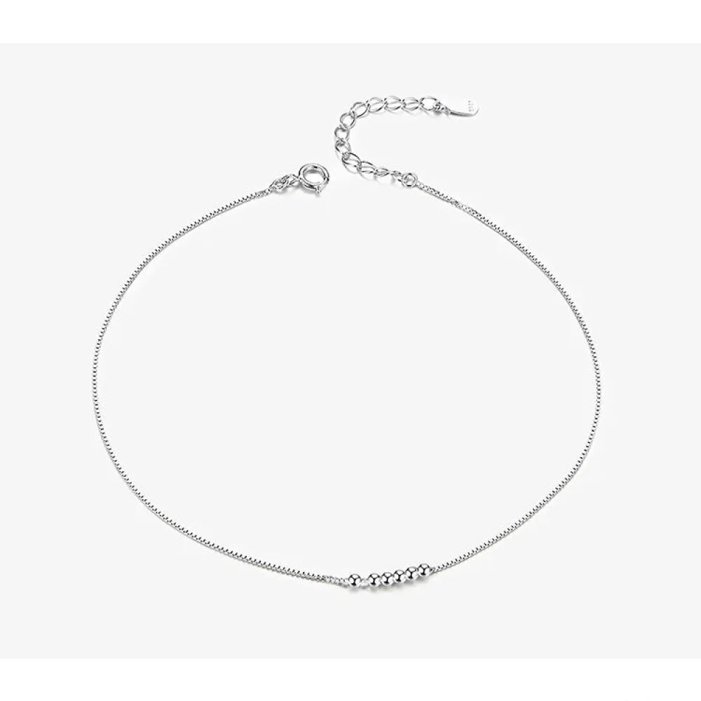 Simple Essential Bead Link Anklets - 925 Sterling Silver Bracelet for Foot jewellery