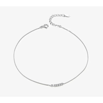 Simple Essential Bead Link Anklets - 925 Sterling Silver Bracelet for Foot jewellery