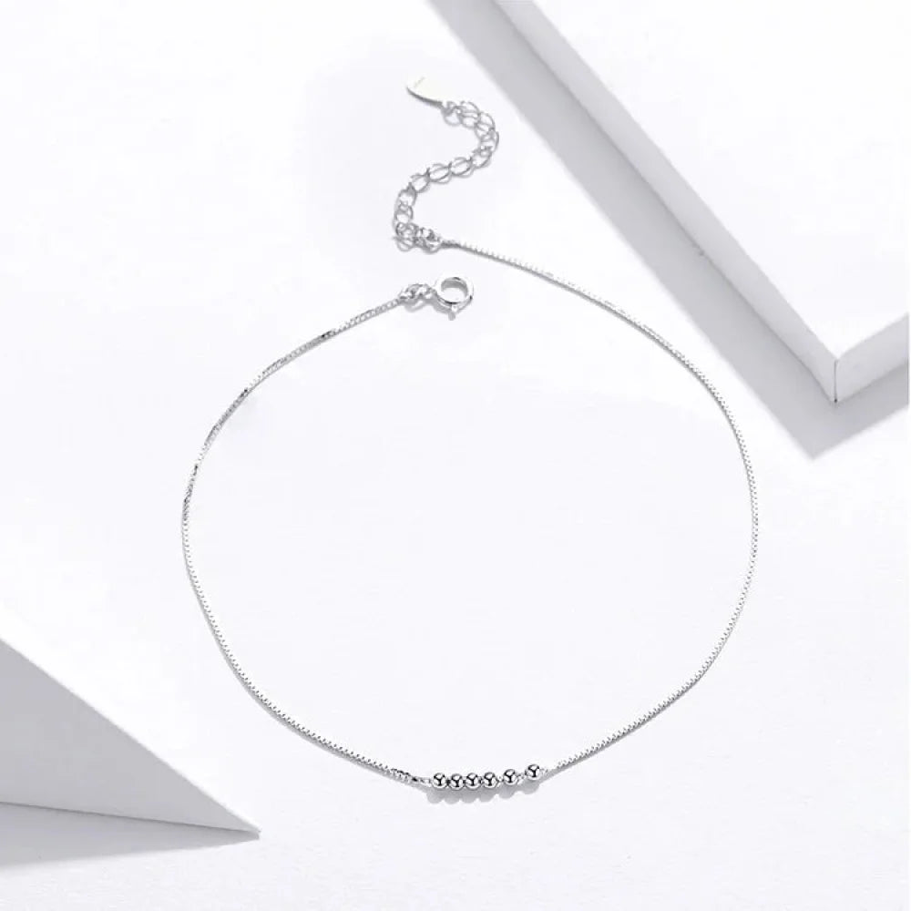 Simple Essential Bead Link Anklets - 925 Sterling Silver Bracelet for Foot jewellery