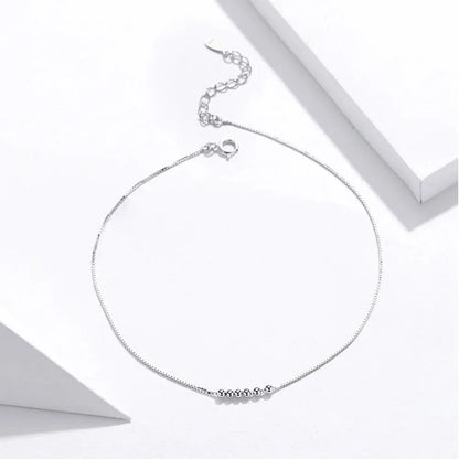Simple Essential Bead Link Anklets - 925 Sterling Silver Bracelet for Foot jewellery