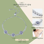 Genuine 925 Sterling Silver Luxury Evil Eye Tennis Bracelet Blue Cubic Zircon Crystal Accent Jewelry Scb002 Bracelets