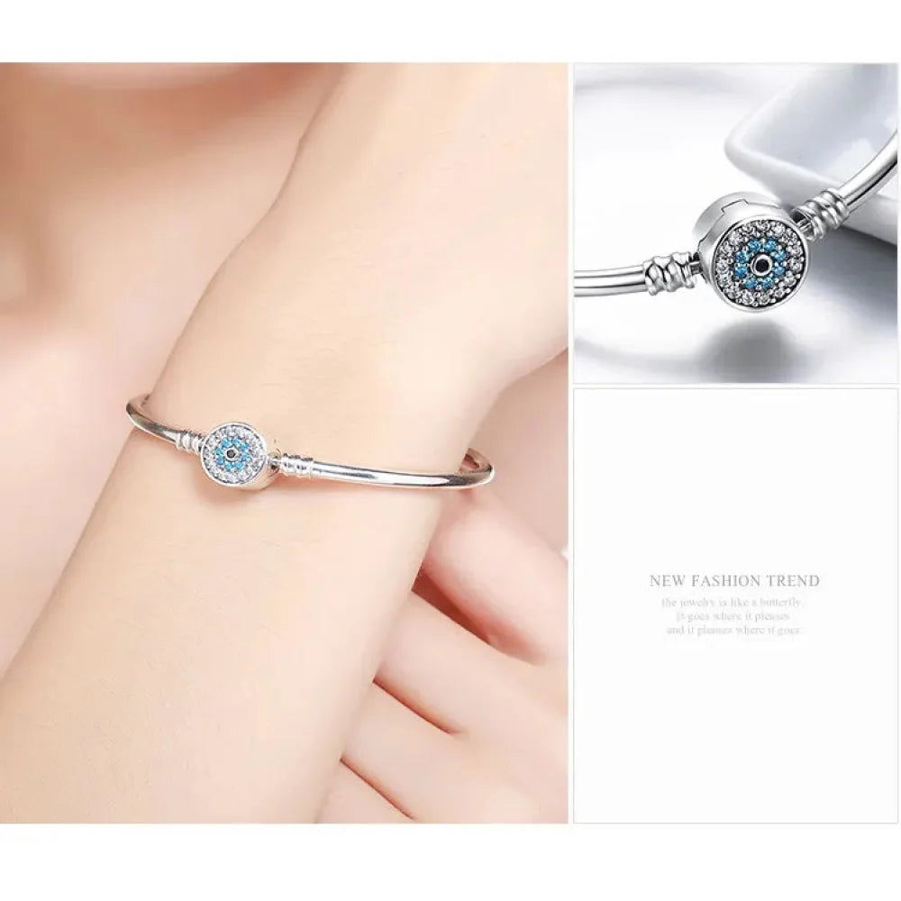 925 Sterling Silver Snake Chain Bangle & Bracelet Pave Setting CZ for Women Pendant Charm Bead DIY Luxury jewellery