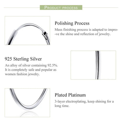 Stylish 925 Sterling Silver Large Hoop Earrings for Women - Trendy Circle Endless Huggie Big Hoops (30/40mm)