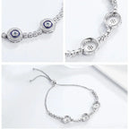 Genuine 925 Sterling Silver Luxury Evil Eye Tennis Bracelet Blue Cubic Zircon Crystal Accent Jewelry Scb002 Bracelets