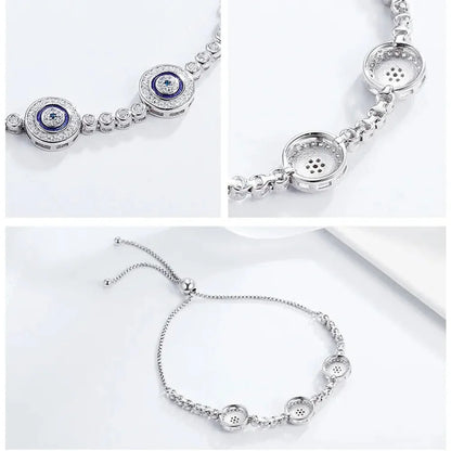Genuine 925 Sterling Silver Luxury Evil Eye Tennis Bracelet - Blue Cubic Zircon Crystal Accent jewellery SCB002