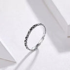 Vintage 925 Sterling Silver Embossed Pattern Ring Elegant Fine Jewelry For Women Rings