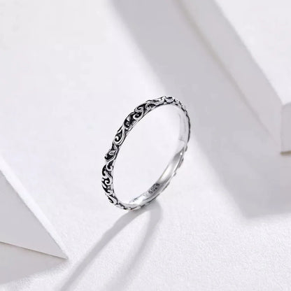 Vintage 925 Sterling Silver Embossed Pattern Ring - Elegant Fine jewellery for Women - Rings