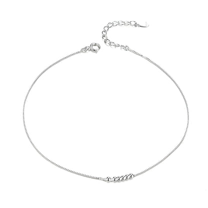 925 Sterling Silver Beaded Anklets - Timeless Elegance for Your Ankle