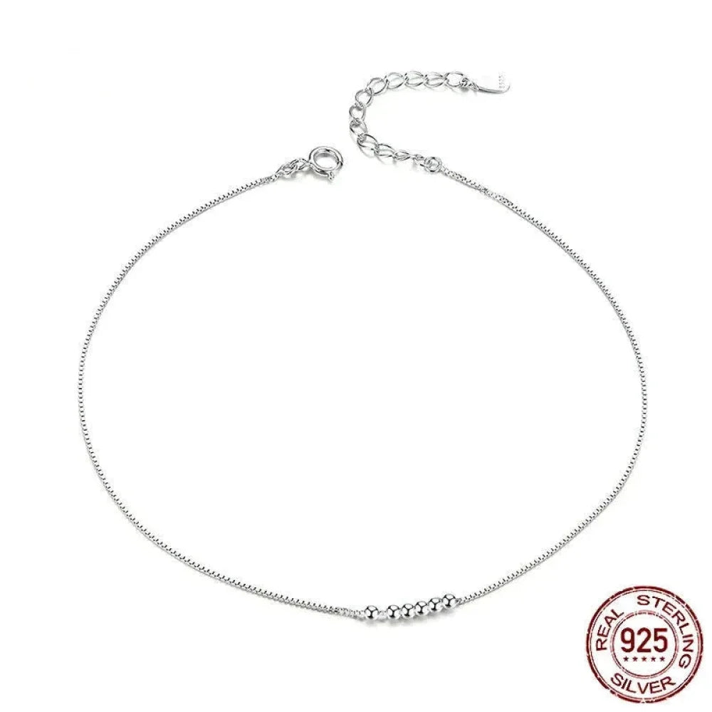 925 Sterling Silver Beaded Anklets - Timeless Elegance for Your Ankle