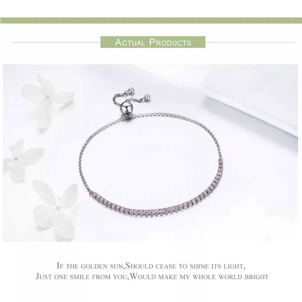 14K Gold Plated CZ Tennis Bracelet | Adjustable 925 Sterling Silver Slider for Women | Wedding jewellery Gift