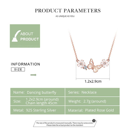 Delicate Beauty: Korean Style 925 Sterling Silver Butterfly and Flower Choker Necklace - Necklaces