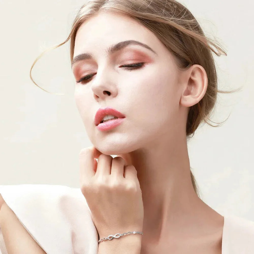 Timeless Infinity - Sterling Silver Bracelet with Sparkling Zirconia - Bracelets