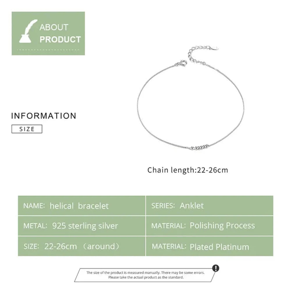 Simple Essential Bead Link Anklets - 925 Sterling Silver Bracelet for Foot jewellery