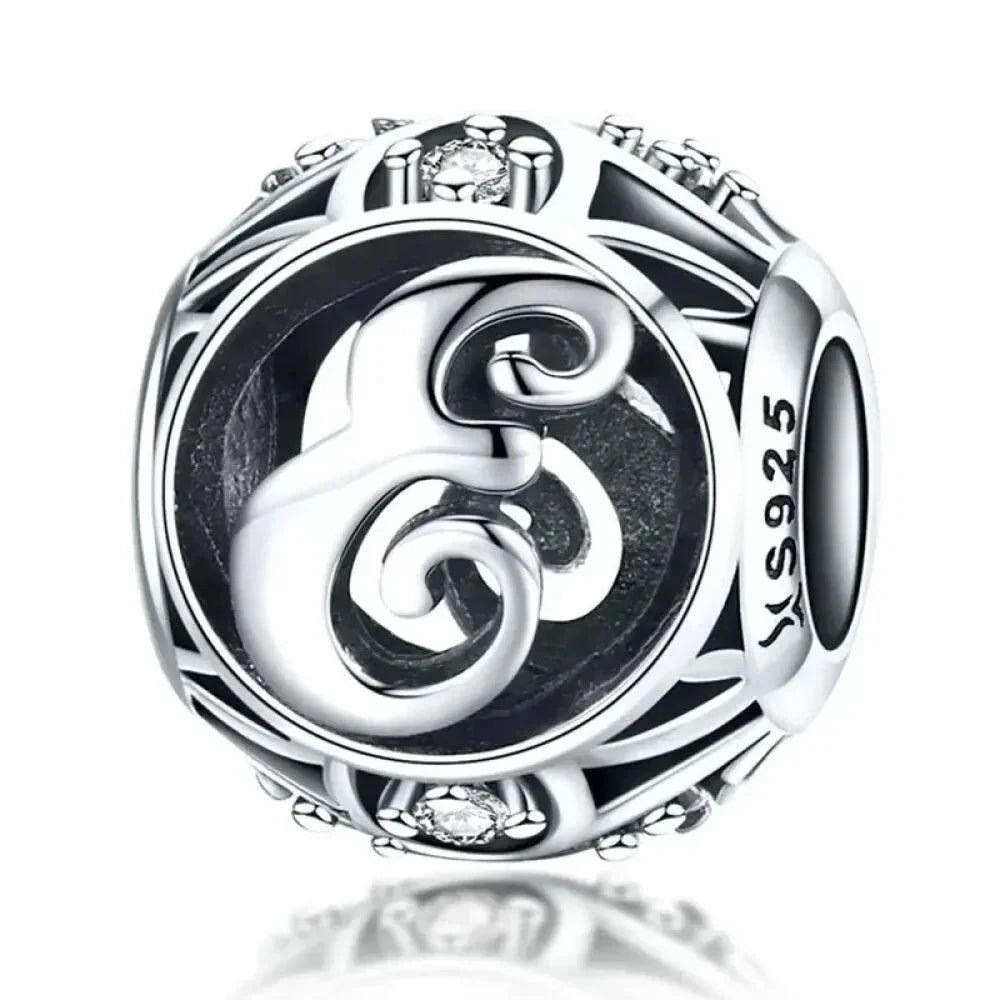 925 Sterling Silver Alphabet Charms - A to Z Letter Collection for DIY jewellery Making - Alphabet-E