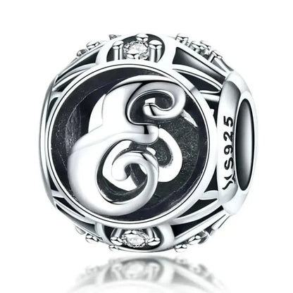 925 Sterling Silver Alphabet Charms - A to Z Letter Collection for DIY jewellery Making - Alphabet-E