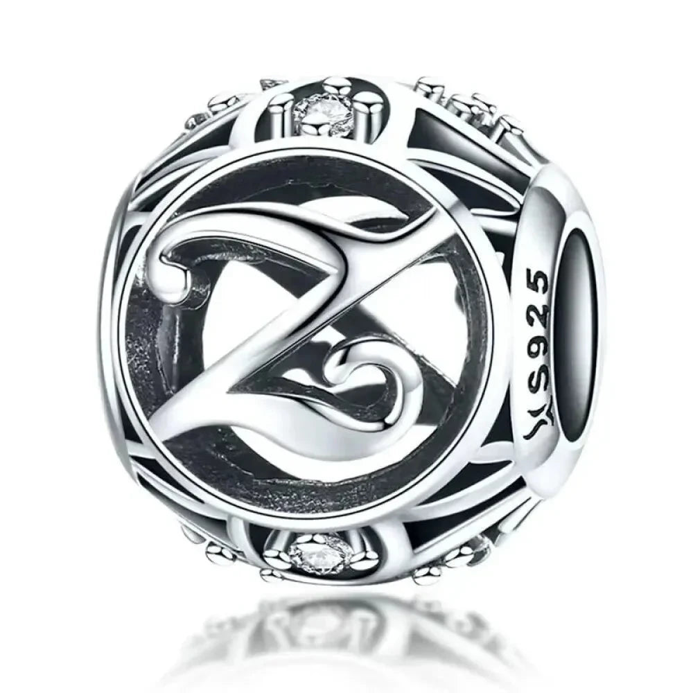 925 Sterling Silver Alphabet Charms - A to Z Letter Collection for DIY jewellery Making - Alphabet-Z