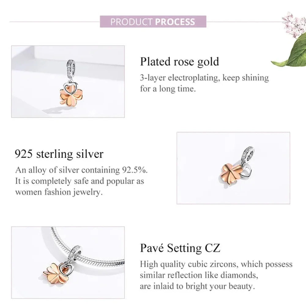 925 Sterling Silver Gardon Lucky Clover Charm - SCC1238 - Charms