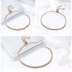 14K Gold Plated Cz Tennis Bracelet | Adjustable 925 Sterling Silver Slider For Women | Wedding Jewelry Gift Bracelets