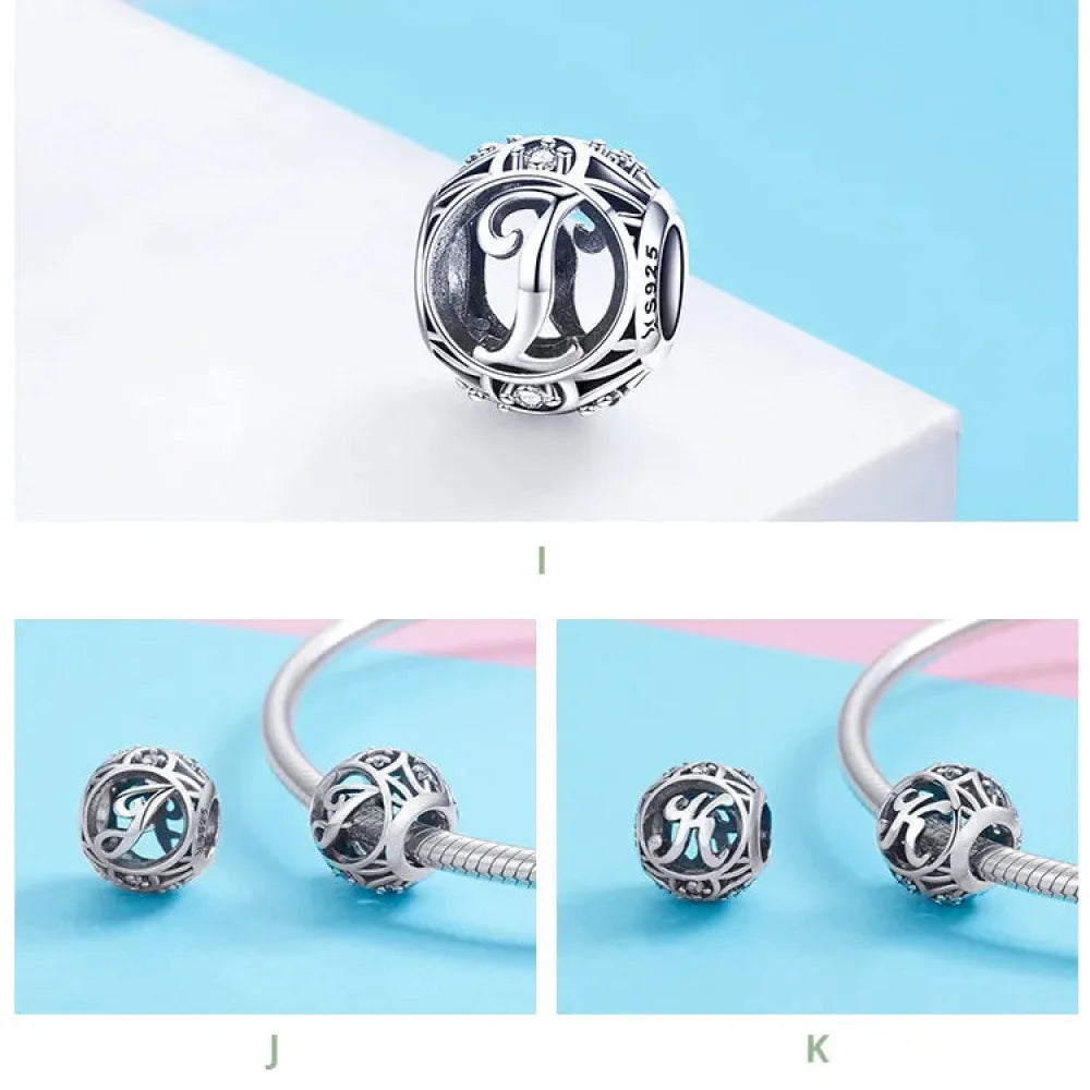 925 Sterling Silver Alphabet Charms - A to Z Letter Collection for DIY jewellery Making