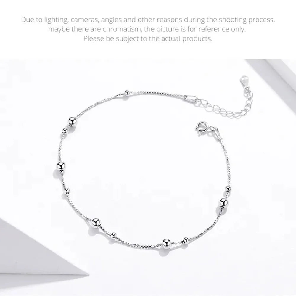 Minimalist Round Beads Anklet - Sterling Silver Chain Bracelet for Leg - Female Foot jewellery For Women - SCT005
