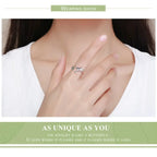 Springtime Elegance: Sterling Silver Tree Leaves & Bird Open Ring Rings