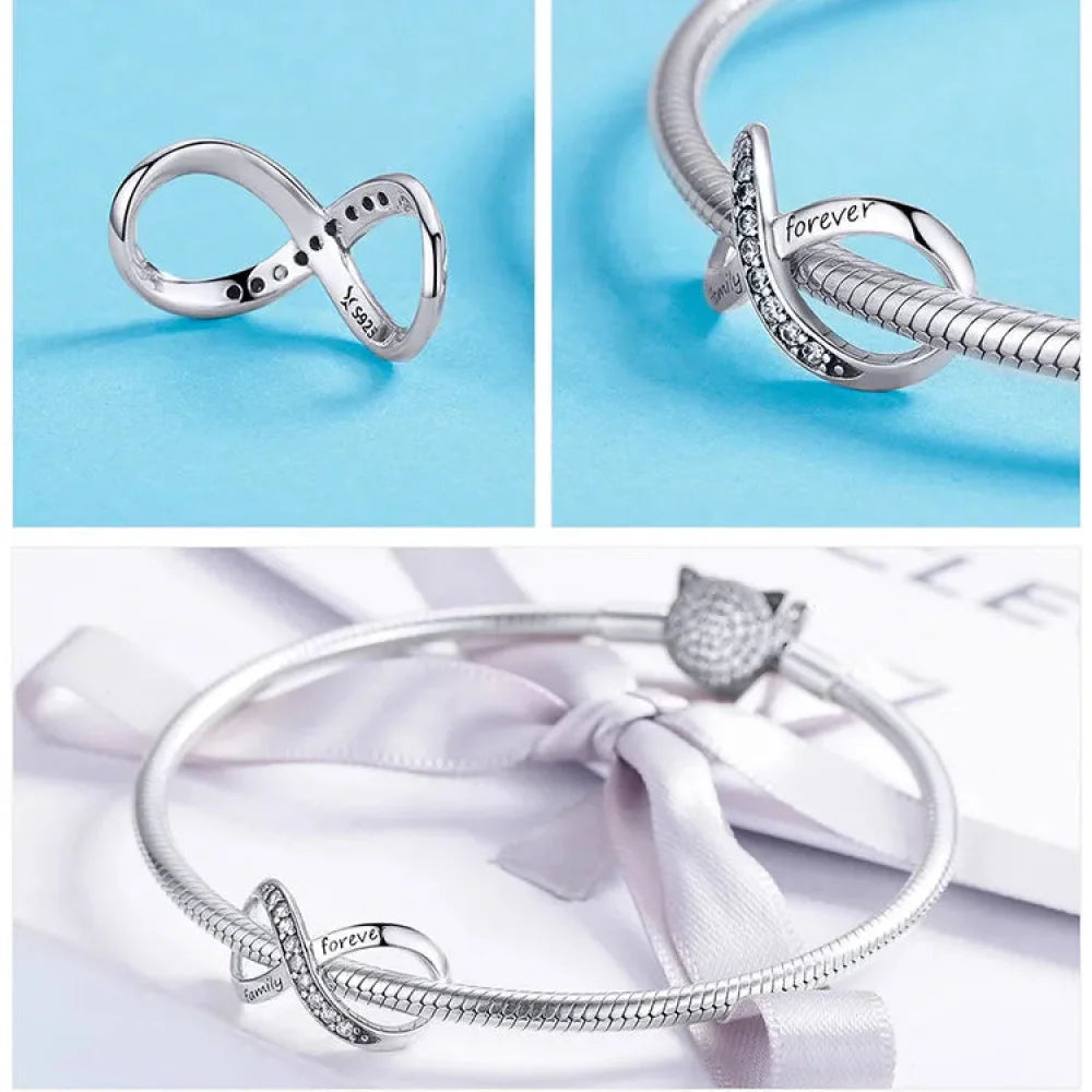 925 Sterling Silver Clear 5A Crystal Collection Family Heart Cross Charm Beads for Bracelet & Necklace Pendant - Charms