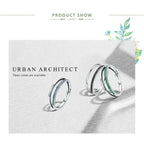 Breathtaking 925 Sterling Silver Double Circle Black Clear Cz Stackable Ring Rings