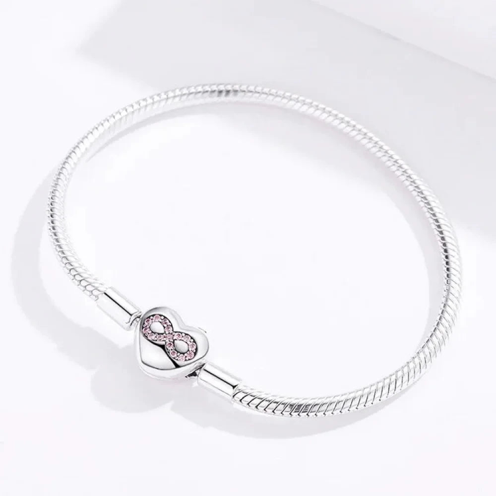 Entwined with Love: Sterling Silver Infinity Heart Bracelet - Bracelets