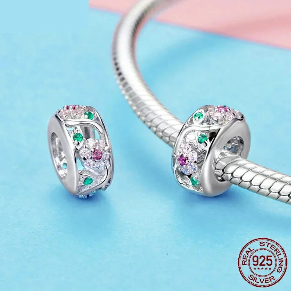 Dazzle in Elegance with 925 Sterling Silver CZ Beads for Bracelets & Bangles - Charms