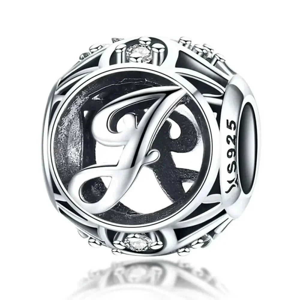 925 Sterling Silver Alphabet Charms - A to Z Letter Collection for DIY jewellery Making - Alphabet-J