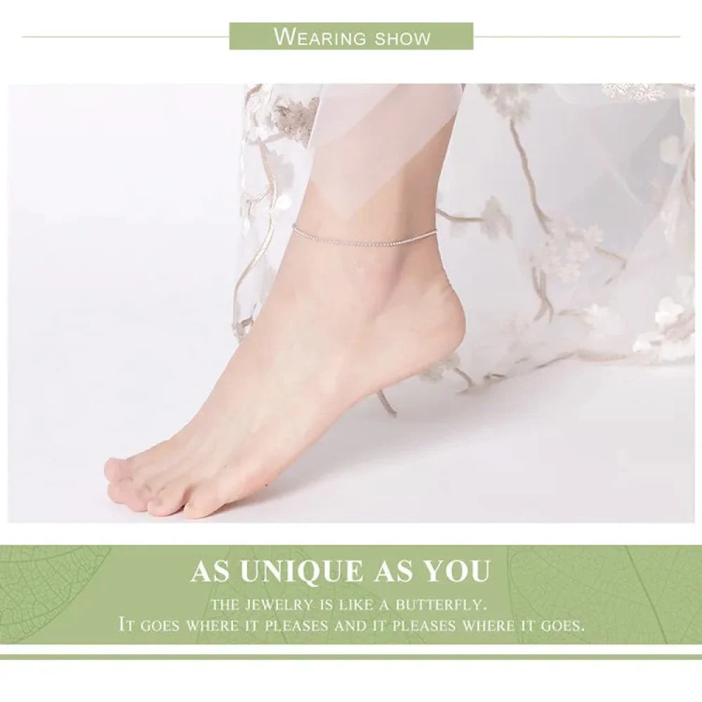 Simple Essential Bead Link Anklets - 925 Sterling Silver Bracelet for Foot jewellery