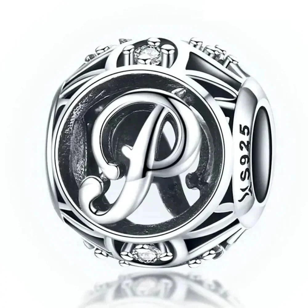 925 Sterling Silver Alphabet Charms - A to Z Letter Collection for DIY jewellery Making - Alphabet-P
