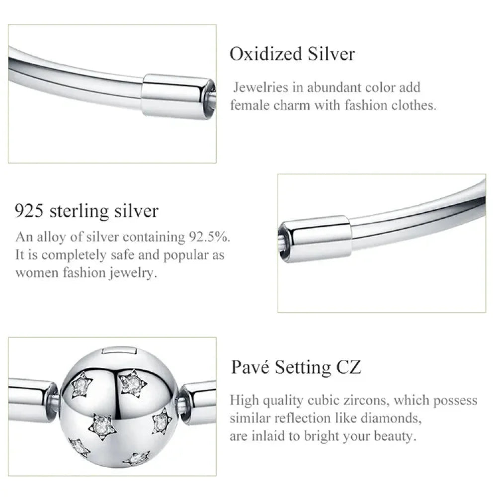 925 Sterling Silver Snake Chain Bangle & Bracelet Pave Setting CZ for Women Pendant Charm Bead DIY Luxury jewellery