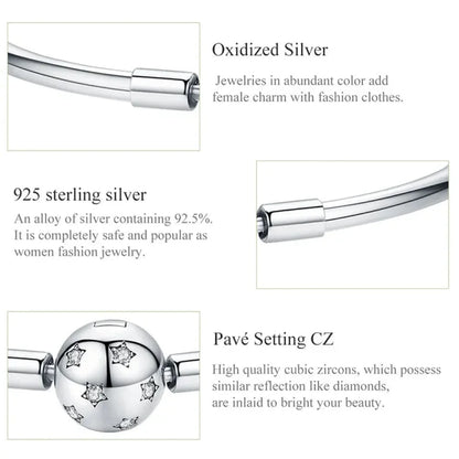 925 Sterling Silver Snake Chain Bangle & Bracelet Pave Setting CZ for Women Pendant Charm Bead DIY Luxury jewellery